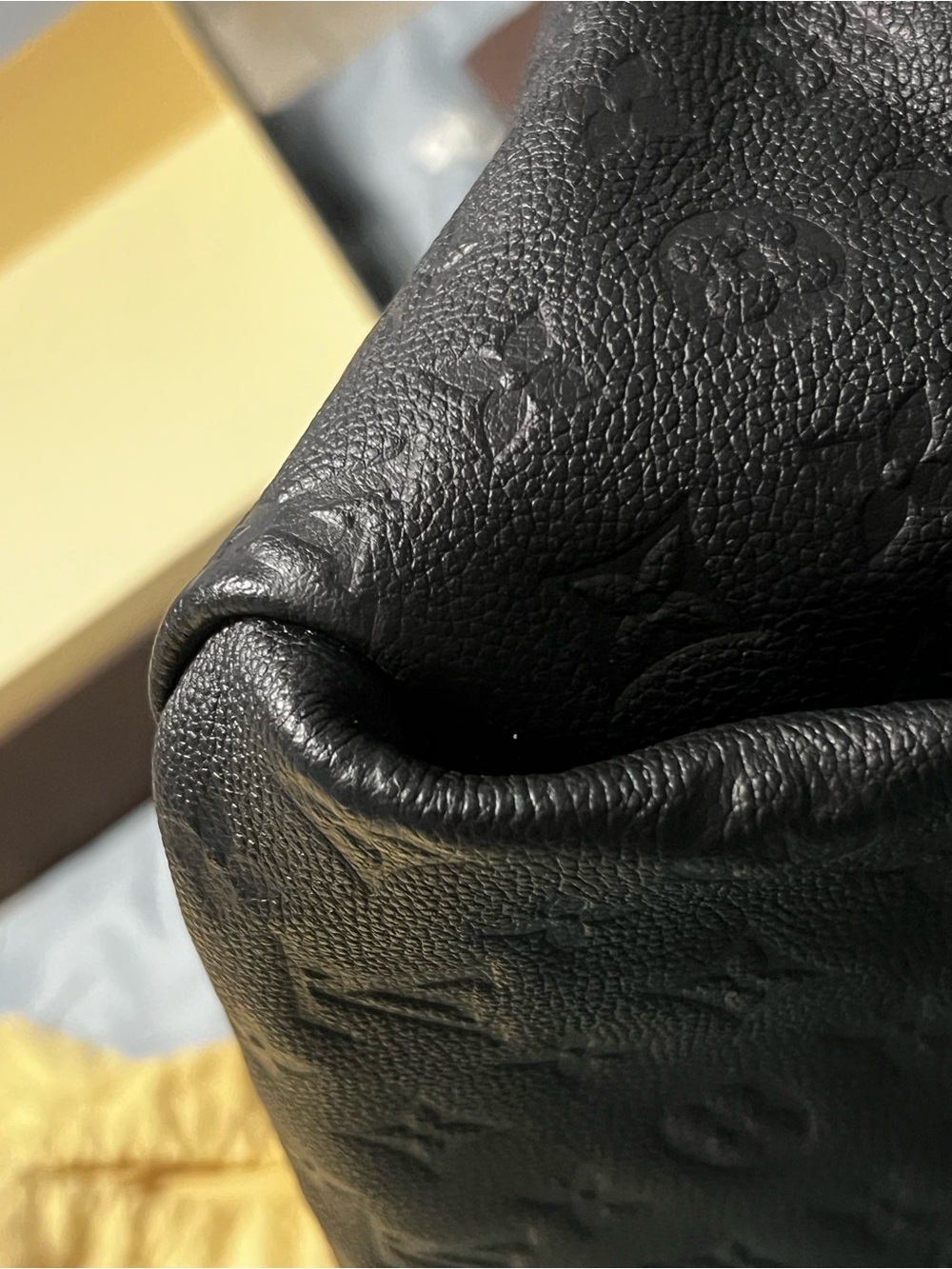 Louis Vuitton Black Monogram-Embossed Leather Shoulder Bag with Gold Hardware - Picture 14 of 16